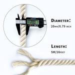 Cotton Rope Thick Rope White Rope Noose Soft Rope 20mm Decking Rope For Garden Macrame Plant Hanger Kit (5M)