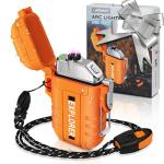 lafagiet USB Rechargeable Lighter, Waterproof Dual Arc Lighters for Camping Hiking Outdoor Survival Kits (Upgrade-Orange)