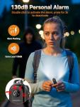 TECKNET 130dB Personal Alarms for Women with SOS Strobe Light, Rechargeable Clip On Torch & IPX4 Waterproof Running Lights, Safety Siren Panic Alarm with Keychain for Runners Kids and Elderly - Black