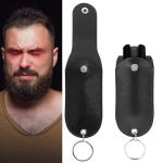 2PCS Pepper Spray Pouch Mini Portable PU Leather Pepper Spray Protective Holster Top Flap Self Defense Spray Leather Case for Bag Women (Only Pouch)