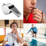 Liwein 25Pcs Coach Whistle, Sport Whistle with Lanyard Stainless Steel Whistle Referee Whistle Metal Whistle for School Sports Training Football Emergency Survival Coach Whistle (25)