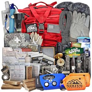 Pre-Packed Emergency Survival Kit/Bug Out Bag for 2 - Over 150 Total Pieces of Disaster Preparedness Supplies for Hurricanes, Floods, Earth Quakes & Other Disasters (Red)