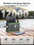 ROCAM 12000mAh Emergency Radio with Solar & Hand Crank Powered, DAB/FM Wind Up Radio with Bluetooth 5.0, Hi-Fi Sound, Color Display, 5W Torch for Camping Survival Indoor - CR1030DAB