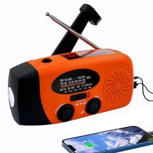 5000mAh Wind Up Solar Radio, Emergency Crank Weather Radio, Solar Radio with Torch, NOAA/FM/AM Solar Radios, Portable Survival Radio with SOS, USB Mobile Phone Charger for Camping Outdoor(Orange)