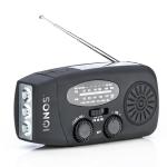 Status IONOS Multifunctional Portable Wind Up Radio, FM/AM/WB, Solar and Hand Crank Powered, 3 LED Torch and USB Charging, 4.5Hr Playtime, Emergency and Outdoor Essential, Black, ALMERE1PKB6