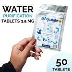 Aquatabs Water Purification Tablets 3.5 MG x 50, Water Filter System for Drinking While Hiking, Backpacking, Camping, Emergencies, Survival Kits, and Home-Use.1 Tablet Cleans 500ml - 1 litre (1)
