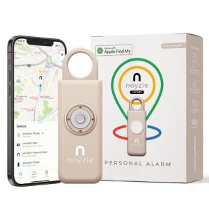 Noyzie Personal Alarm for Women with GPS Tracker - Locate Loved Ones with Apple ‘Find My’ App- USB Rechargeable Safety Alarm - 130db Siren, Bluetooth Key Finder & Low Battery Indicator (Ivory Nude)