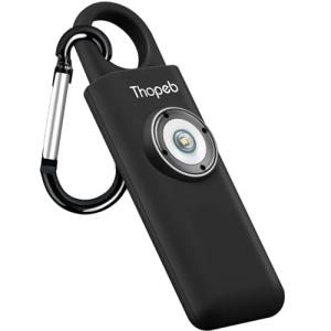 Thopeb Personal Alarm for Women– Extra Loud Siren and LED Strobe Light Original Self Defense Siren and Key Chain, Helps Elders & Womens & Kids Emergency Call (Charcoal Black)