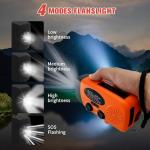 5000mAh Wind Up Solar Radio, Emergency Crank Weather Radio, Solar Radio with Torch, NOAA/FM/AM Solar Radios, Portable Survival Radio with SOS, USB Mobile Phone Charger for Camping Outdoor(Orange)