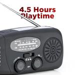 Status IONOS Multifunctional Portable Wind Up Radio, FM/AM/WB, Solar and Hand Crank Powered, 3 LED Torch and USB Charging, 4.5Hr Playtime, Emergency and Outdoor Essential, Black, ALMERE1PKB6