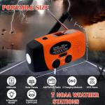 5000mAh Wind Up Solar Radio, Emergency Crank Weather Radio, Solar Radio with Torch, NOAA/FM/AM Solar Radios, Portable Survival Radio with SOS, USB Mobile Phone Charger for Camping Outdoor(Orange)