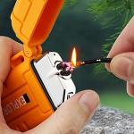 lafagiet USB Rechargeable Lighter, Waterproof Dual Arc Lighters for Camping Hiking Outdoor Survival Kits (Upgrade-Orange)