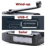 Status IONOS Multifunctional Portable Wind Up Radio, FM/AM/WB, Solar and Hand Crank Powered, 3 LED Torch and USB Charging, 4.5Hr Playtime, Emergency and Outdoor Essential, Black, ALMERE1PKB6