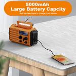 Mesqool Wind Up Radio, Hand Crank Solar Radio with Torch/Flashlight and Reading Lamp, 5000 mAh Portable AM/FM Radio with USB Phone Charger, Rechargeable Emergency Radio with SOS Alarm and Compass