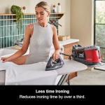 Morphy Richards Power Steam Elite + Steam Generator Iron, Ceramic Non-stick Soleplate, 310g Steam Boost, 200g Steam Output, 6 Bar, Auto Clean, 1.3L Water Tank, 1.8m Cord, 2400W, Black/Red, 332013