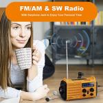 Mesqool Wind Up Radio, Hand Crank Solar Radio with Torch/Flashlight and Reading Lamp, 5000 mAh Portable AM/FM Radio with USB Phone Charger, Rechargeable Emergency Radio with SOS Alarm and Compass