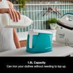 Morphy Richards PowerSteam Elite Steam Generator Iron, Ceramic Non Stick Soleplate, Auto Clean, 170g Output, 4.5 Bar, Detachable 1.35L Water Tank, 1.8m Cord, 2400W, White and Green, 332014
