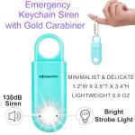 130dB Personal Safety Alarm Strobe Light. Loud Sound SOS Keychain Siren with Carabiner for Women, Girls, School College Students, Night Runners. Emergency Self Defense Alerts. Aqua