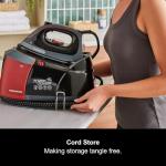 Morphy Richards Power Steam Elite + Steam Generator Iron, Ceramic Non-stick Soleplate, 310g Steam Boost, 200g Steam Output, 6 Bar, Auto Clean, 1.3L Water Tank, 1.8m Cord, 2400W, Black/Red, 332013