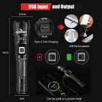 Shadowhawk Torches LED Super Bright, 500000 Lumens Rechargeable LED Torch, USB Flashlight, XHP70.2, IP67 Waterproof, 5 Light Modes Zoomable, for Camping Hiking Emergency