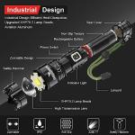 Shadowhawk Torches LED Super Bright, 500000 Lumens Rechargeable LED Torch, USB Flashlight, XHP70.2, IP67 Waterproof, 5 Light Modes Zoomable, for Camping Hiking Emergency