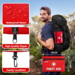 HONYAO First Aid Kit, 105 Pieces Small First Aid Kit, Includes Plasters, Emergency Foil Blanket, Burn Gel for Travel Car Home Workplace Kids Camping Hiking Motorbike Holiday, Red