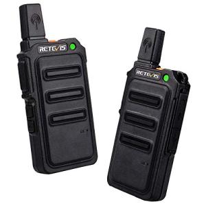 Retevis RT619 Walkie Talkie Rechargeable, 90g Mini Walkie Talkies, 1300mAh Long Lasting Battery, VOX Handsfree, 10 Level Squelch, License-Free PMR446 Two Way Radio for Outdoor, Camping (2 Pack, Black)