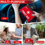 HONYAO First Aid Kit, 105 Pieces Small First Aid Kit, Includes Plasters, Emergency Foil Blanket, Burn Gel for Travel Car Home Workplace Kids Camping Hiking Motorbike Holiday, Red