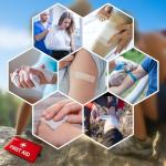 HONYAO First Aid Kit, 105 Pieces Small First Aid Kit, Includes Plasters, Emergency Foil Blanket, Burn Gel for Travel Car Home Workplace Kids Camping Hiking Motorbike Holiday, Red