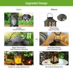 KOOPER Solar Lights Outdoor Garden, 2 Pack Hanging Solar Lanterns with Realistic Flickering Flame LED, Waterproof Flame Effect Garden Ornaments for Pathway Patio Decoration