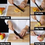 lapelux Knife Set,6 Piece Kitchen Knife Set-Kitchen Knives with Block, Wood Grain Handle, Stainless Steel Knivese with Chef, Bread Knife,for Cutting Meat/Vegetables/Fruit.