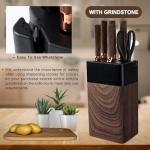 lapelux Knife Set,6 Piece Kitchen Knife Set-Kitchen Knives with Block, Wood Grain Handle, Stainless Steel Knivese with Chef, Bread Knife,for Cutting Meat/Vegetables/Fruit.