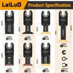 LEILUO 32 Pcs Titanium Multi Tool Blades Kits for Wood Nails Drywall Cutting Oscillating Tool Accessories with Storage Bag Compatible with DeWalt Makita Dremel and More