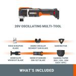 WORX WX696.9 Sonicrafter Cordless Oscillating Multi-Tool, Power Share, Variable Speed with Accessories, 18V (20V Max), Without Battery & Charger