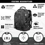 Miramrax Tactical Backpack Military Hiking Daypack - Molle Backpack for Men 3 Day Assault Pack Bug Out Bag for Camping Travel Army Hunting Gym Rucksack Survival (Black)