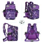 Lovelinks21 25L Tactical Military Backpack Small Travel Rucksack for Men and Women Assault Pack Bug Out Bag Molle Daypack Gym Backpack with Bottle Holder (Purple Pony)