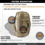 Miramrax Travel Duffle Bag Backpack for Men - Large Tactical Bags Weekender Gym Bag for Overnight Traveling Military Workout Deployment Sports (Coyote, 80L)