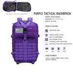 SEYATULLH 45L Military Tactical Backpack for Men & Women Bug Out Bag Assault pack Molle Daypack Hiking Trekking Rucksack(45L purple)