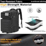 Tactical Backpack 45L Army Military Rucksack, Water Resistant MOLLE EDC Pack, Large 3 Day Bug Out Bag for Men & Women, Durable Outdoor Gear for Hiking, Camping, Hunting, Fishing,Travel (Black)