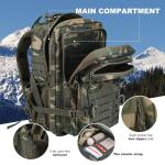 Hannibal Tactical 45L MOLLE Assault Backpack, Tactical Backpack Military Army Camping Rucksack with Bottle Holder, 3-Day Pack Trip w/USA Flag Patch, D-Rings, US Woodland