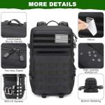 Tactical Backpack 45L Army Military Rucksack, Water Resistant MOLLE EDC Pack, Large 3 Day Bug Out Bag for Men & Women, Durable Outdoor Gear for Hiking, Camping, Hunting, Fishing,Travel (Black)