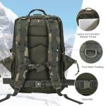 Hannibal Tactical 45L MOLLE Assault Backpack, Tactical Backpack Military Army Camping Rucksack with Bottle Holder, 3-Day Pack Trip w/USA Flag Patch, D-Rings, US Woodland