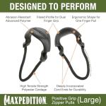 MAXPEDITION Positive Grip Zipper Pulls (Large, Black) Pack of 6, Zipper Pull Replacement for Tactical Backpack, EDC Pouch, Bug Out Bag & Luggage, Sling Pull Tab, PZLBLK