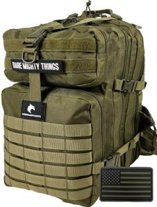 AMERICANPHOENIX 45L Elite Tactical Backpack | 3X Stronger Work & Military Backpack | Water Resistant and Heavy Duty | 3 Day MOLLE Bug Out Bag (Olive Green)