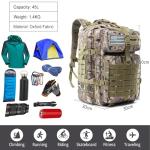 PORRASSO 45L Military Tactical Backpacks Trekking Rucksack Waterproof Outdoor Daypack 3 Day Bug Out Bag Durable Backpack for Survival Traveling Mountaining CP Color
