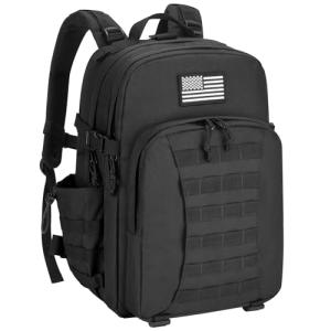 EZshoot 40L Tactical Backpack, Military Backpack for Men Women, Army Molle Rucksack Assault Pack, Bug Out Bag Large Daypack (Black)