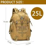 aiGear Tactical Backpack for Men, 25L Military Backpack, 3-Day Bug Out Bag for Camping Hiking Hunting with Molle System Army Daypack (25L Khaki)