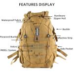 aiGear Tactical Backpack for Men, 25L Military Backpack, 3-Day Bug Out Bag for Camping Hiking Hunting with Molle System Army Daypack (25L Khaki)
