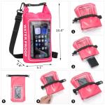 GPUSFAK 154 Pieces Waterproof Boat First Aid Kit Dry Bag with Cell Phone Bug Out Bags Pouch Roll Top Boat Emergency Kit 2-in-1 for Camping Fishing Kayaking Swimming Rafting Pink