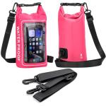 GPUSFAK 154 Pieces Waterproof Boat First Aid Kit Dry Bag with Cell Phone Bug Out Bags Pouch Roll Top Boat Emergency Kit 2-in-1 for Camping Fishing Kayaking Swimming Rafting Pink